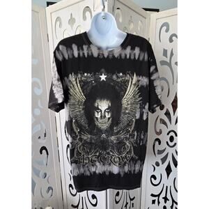 The Crow Graphic Tee LG Tie Dye Gothic Skull Wings Movie Shirt Black Unisex